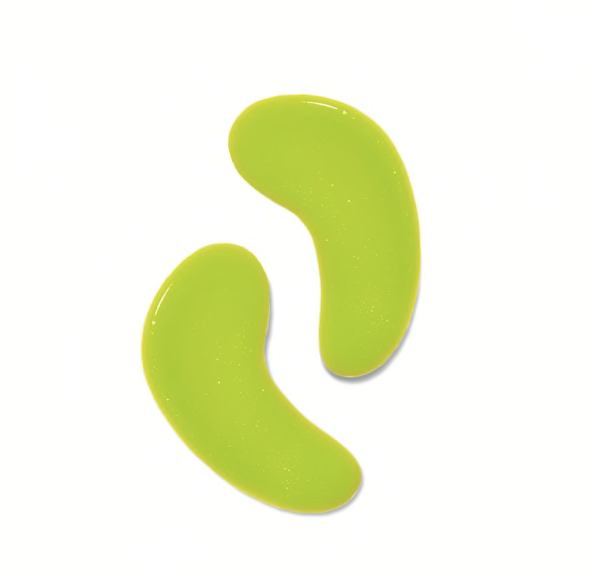 Hydrogel eye mask pads, bright green, curved for under-eye placement.