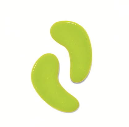 Hydrogel eye mask pads, bright green, curved for under-eye placement.