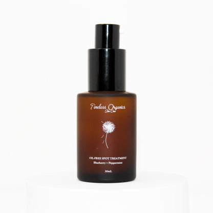Oil-free spot treatment bottle, dark brown with black pump cap