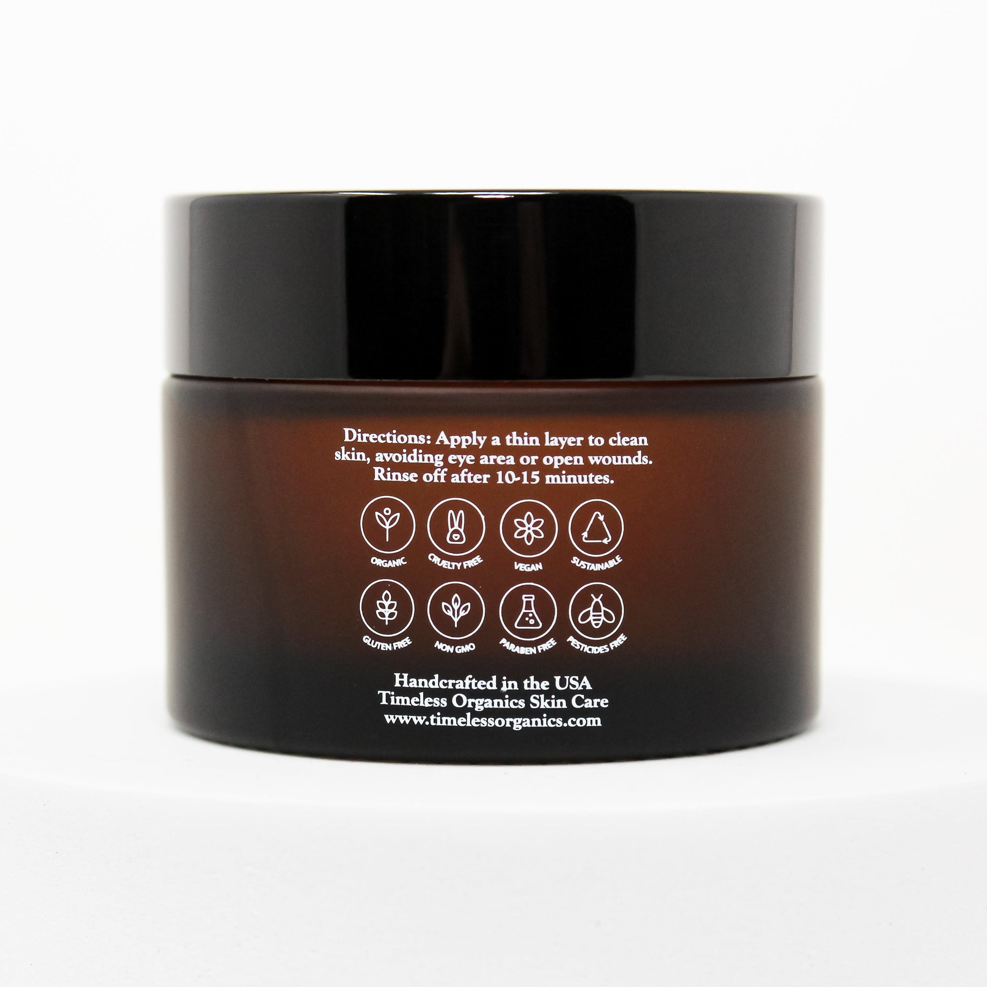 Rejuvenating enzyme gel face mask jar back with usage icons and website