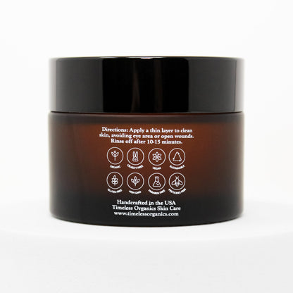 Rejuvenating enzyme gel face mask jar back with usage icons and website