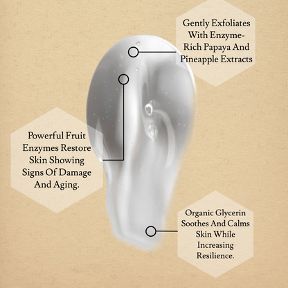 Clear gel smear on skin illustration, showing enzyme mask formula