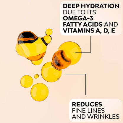 Retinol serum oil drop illustration with golden droplets