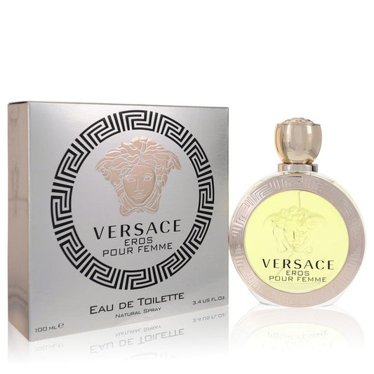 Versace Eros pour femme eau de toilette spray bottle with matching box, 3.4 oz
