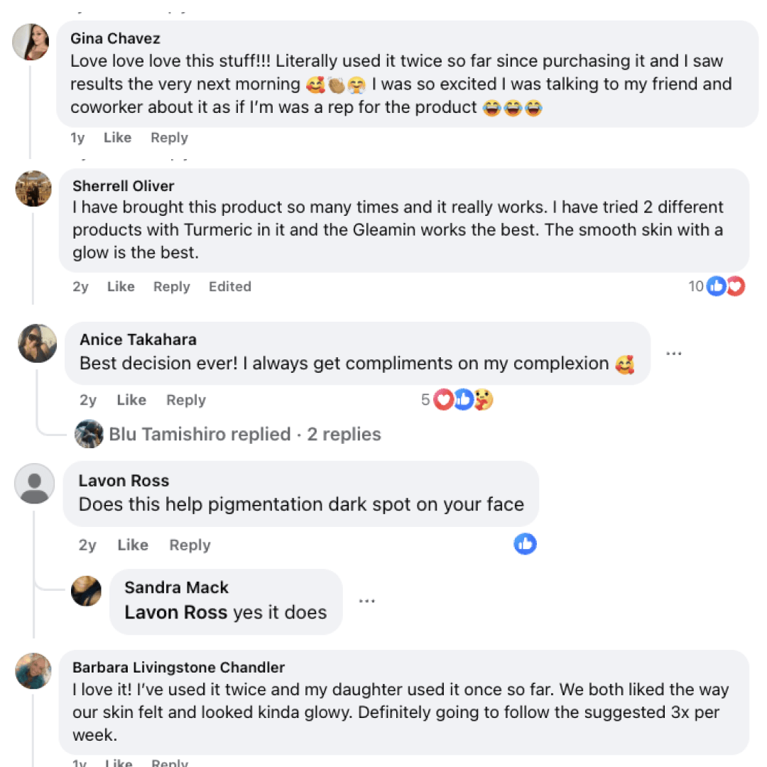 Customer review comments for Vitamin C clay mask shown in text bubbles