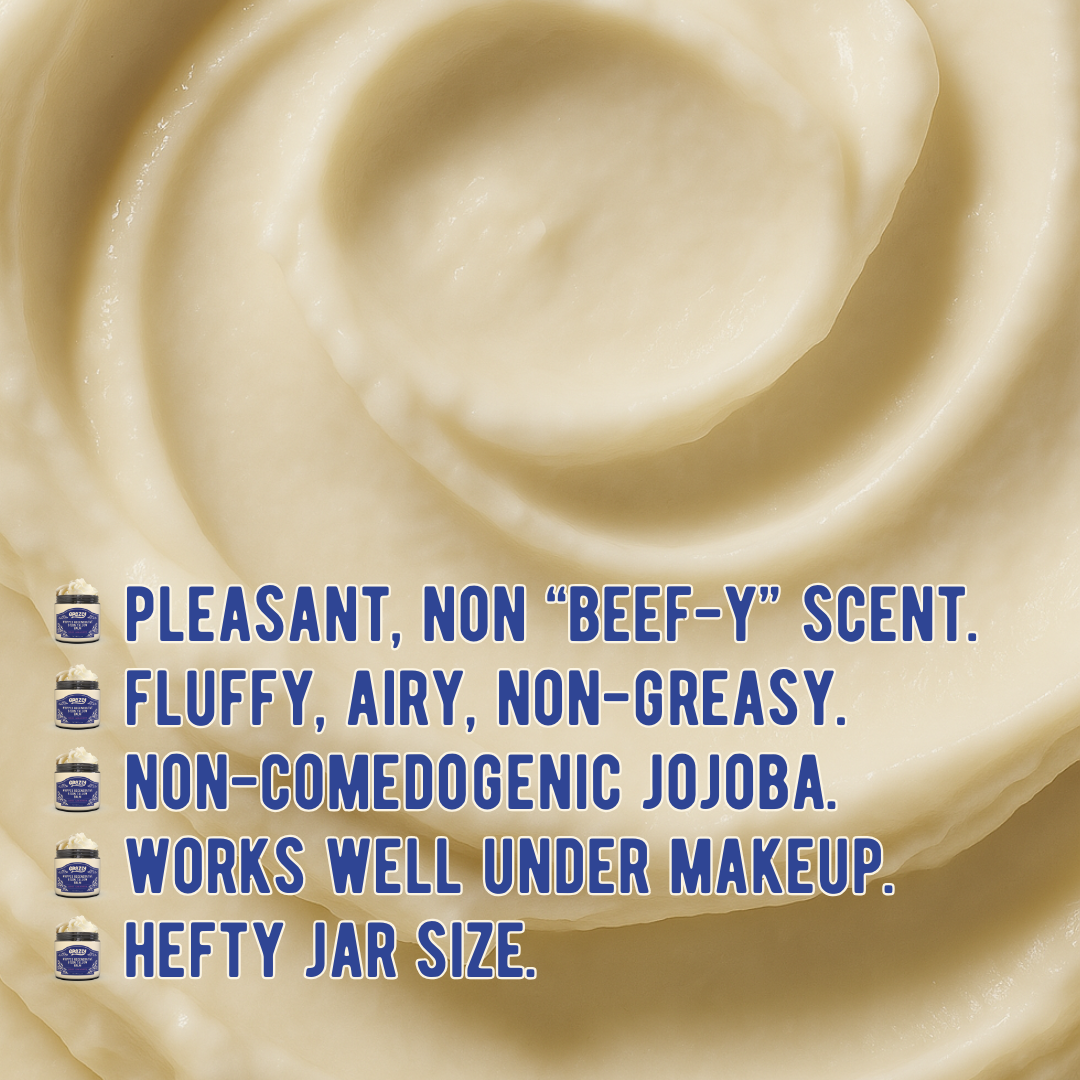 Whipped regenerative bison tallow balm texture, creamy spread