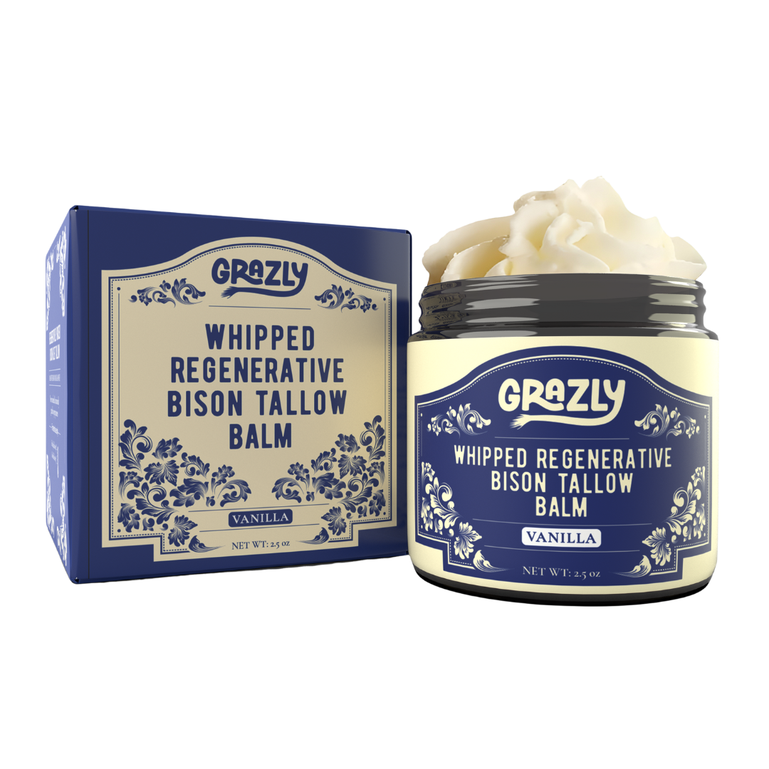 Whipped regenerative bison tallow balm jar and box set, Vanilla scent