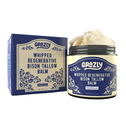 Whipped regenerative bison tallow balm jar and box set, Vanilla scent