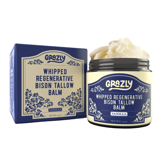 Whipped regenerative bison tallow balm jar and box set, Vanilla scent